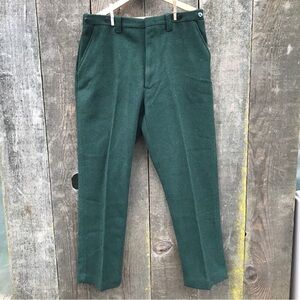 Vintage 50s-70s Deadstock Wool Trousers Hunter Green W 36 L 32